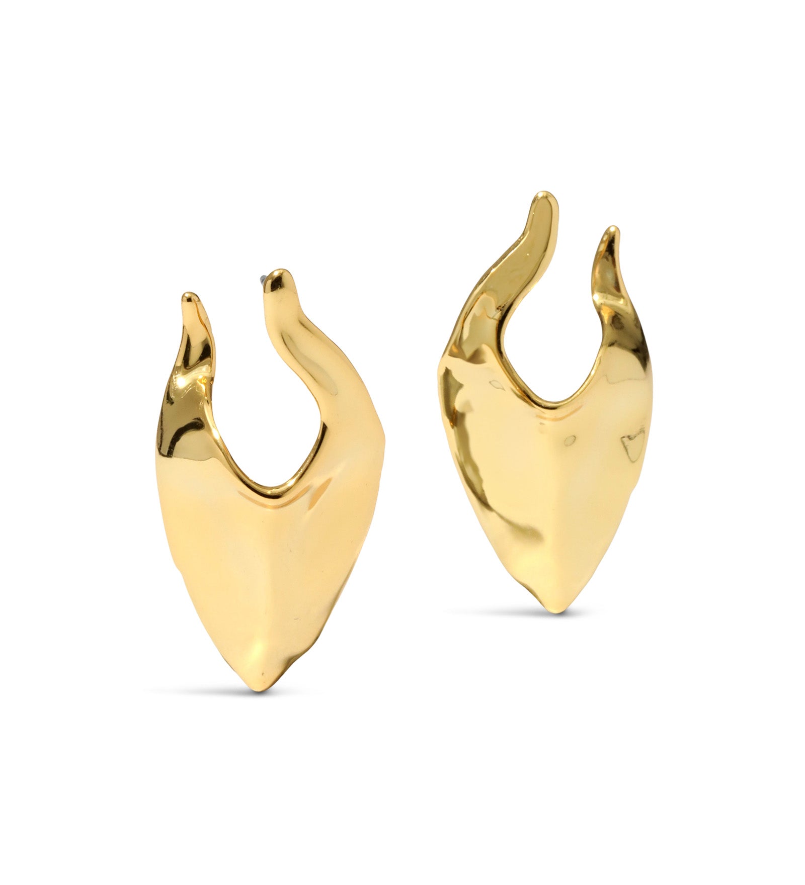Molten Gold Shield Post Earring 14k Gold Plated