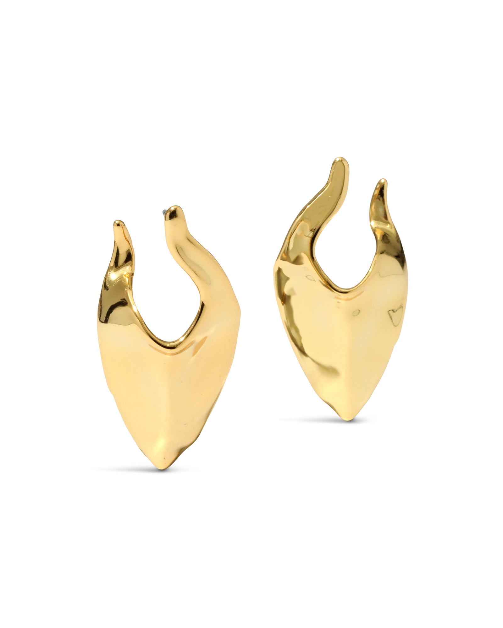 Molten Gold Shield Post Earring 14k Gold Plated