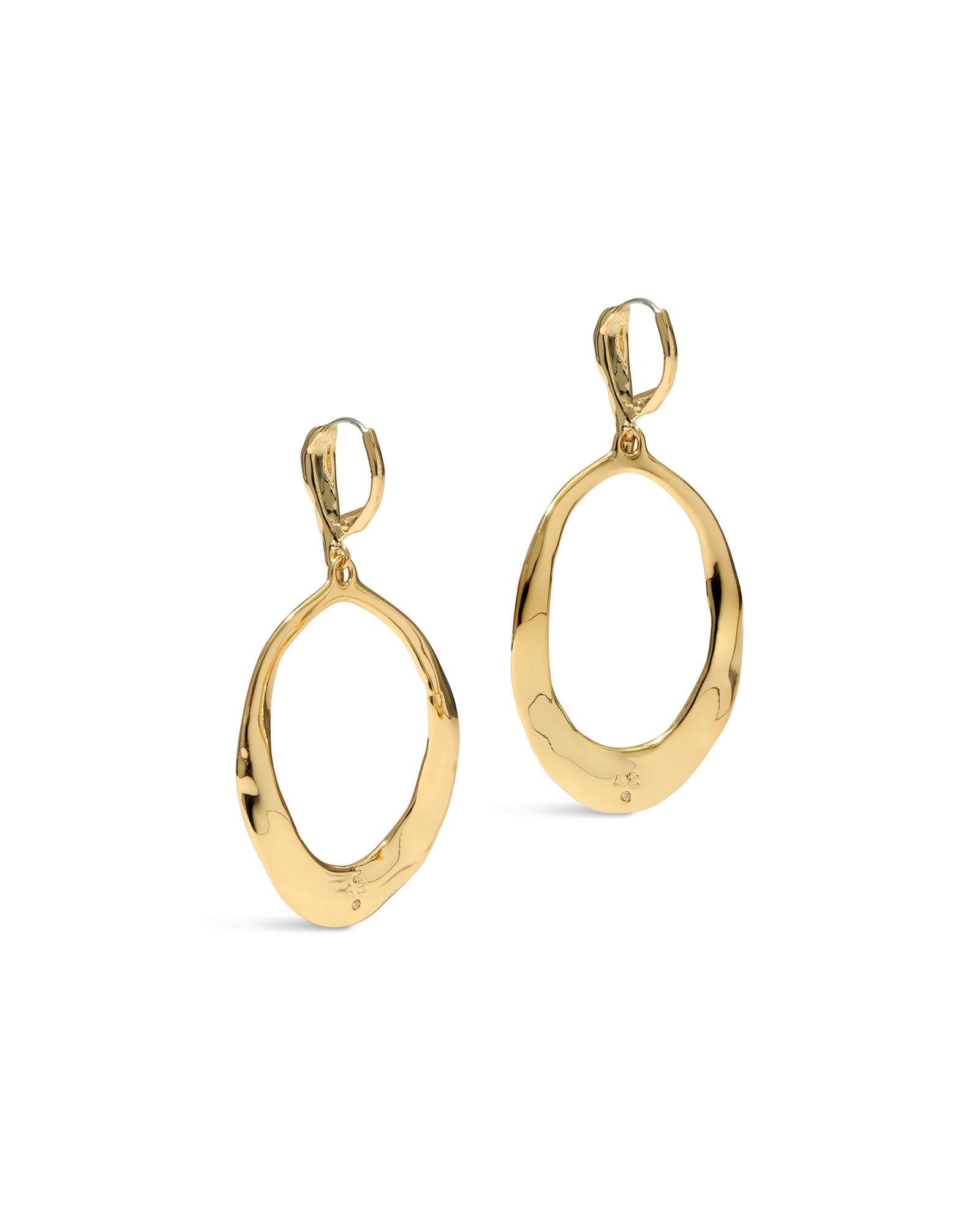 Molten Gold Oval Link Leverback Earring 14k Gold Plated