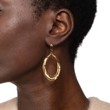 Molten Gold Oval Link Leverback Earrings