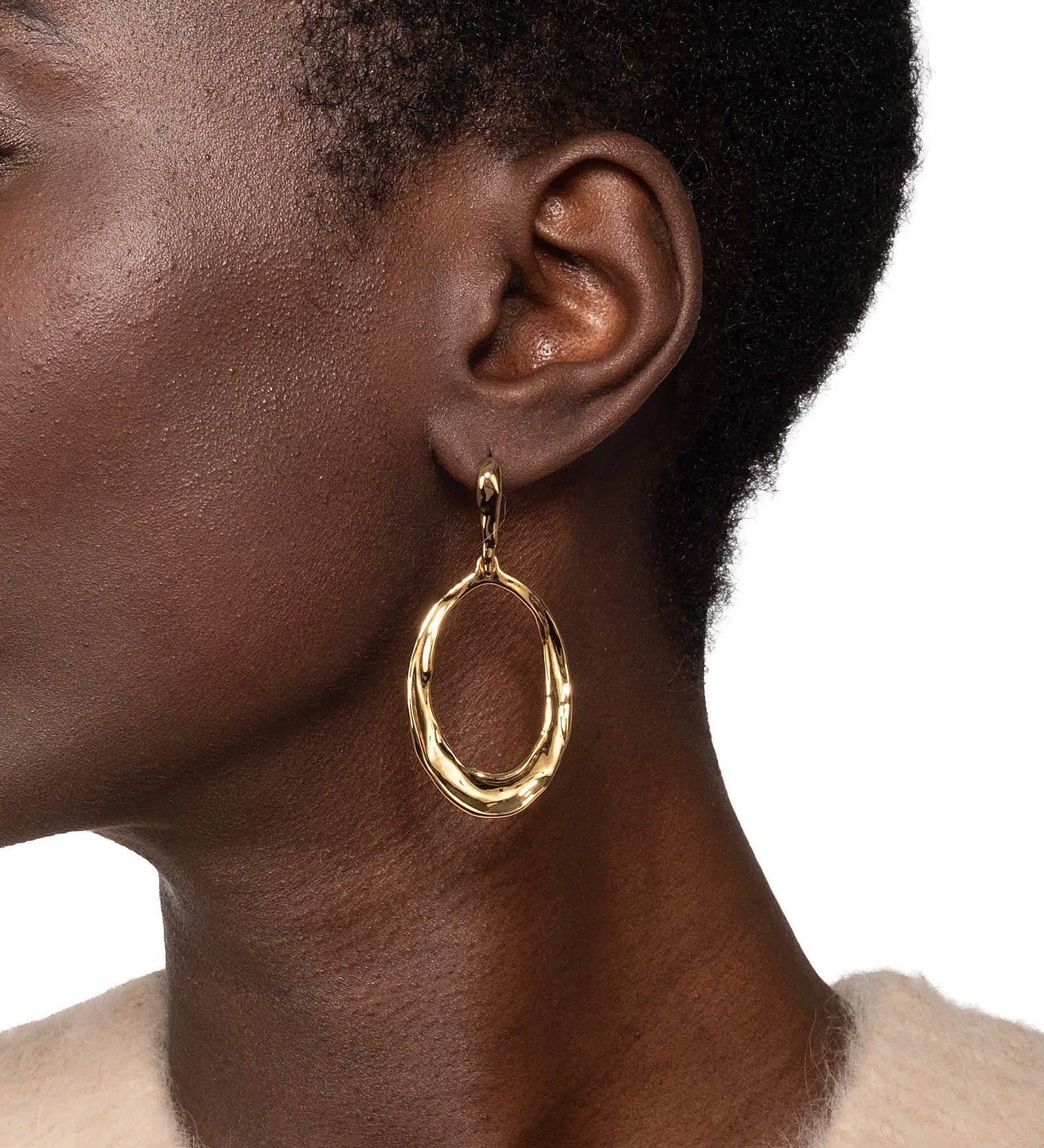Alexis Bittar-Molten Gold Oval Link Leverback Earrings-Earrings-Blue Ruby Jewellery-Vancouver Canada
