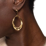Molten Gold Oval Link Leverback Earrings