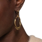 Molten Gold Oval Link Leverback Earrings