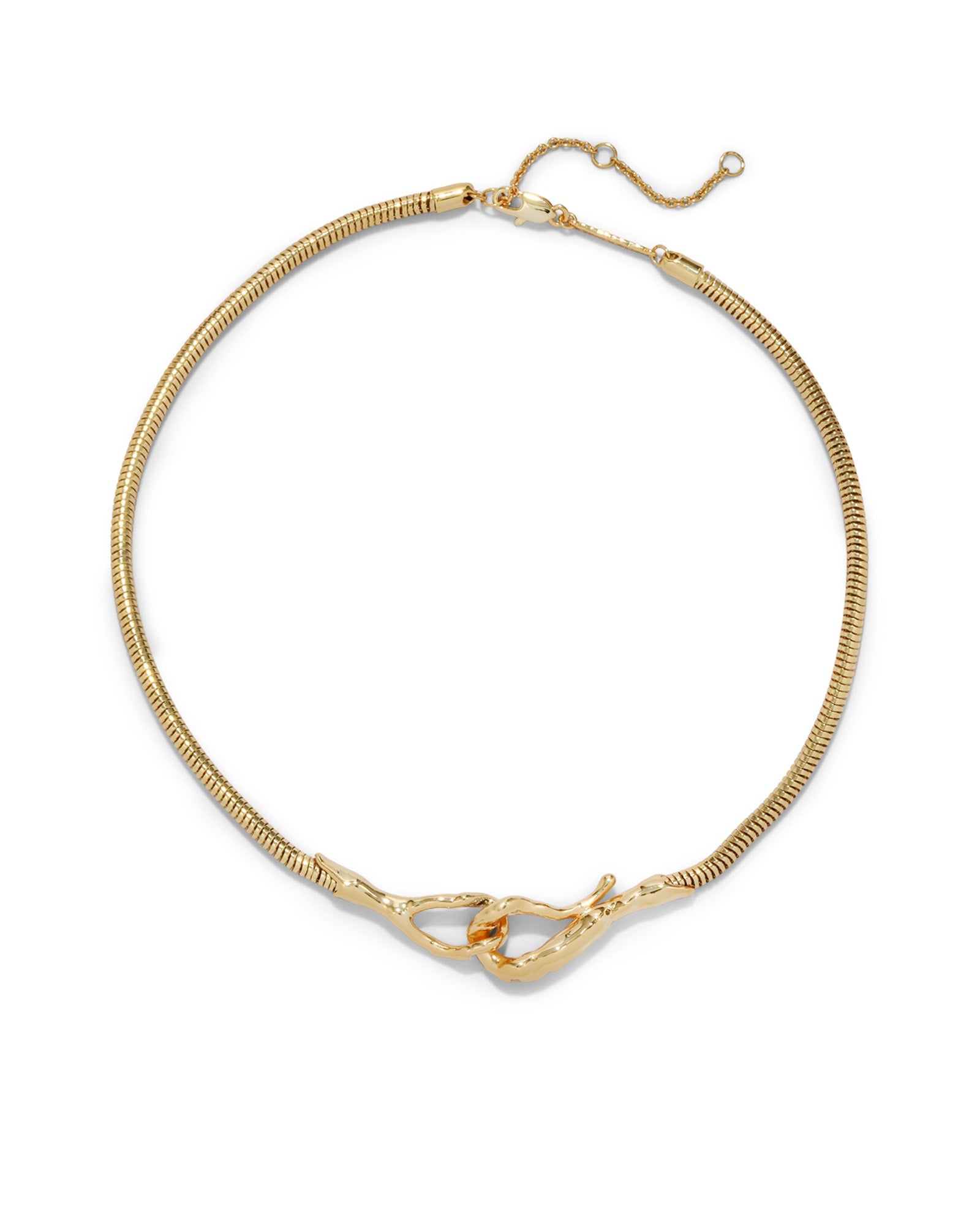 Molten Gold Hook Choker Necklace 14k Gold Plated