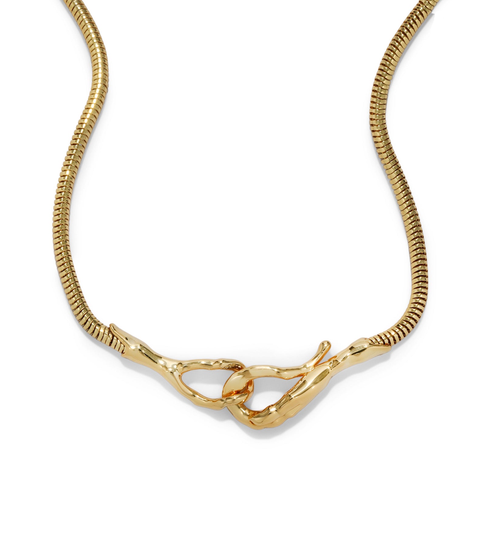 Molten Gold Hook Choker Necklace 14k Gold Plated