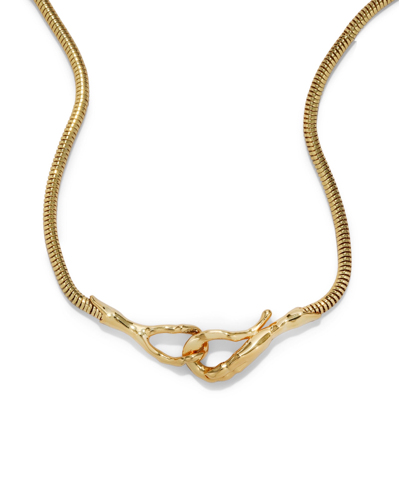 Molten Gold Hook Choker Necklace 14k Gold Plated