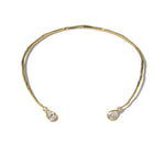 Asterales CZ Capped Skinny Collar Necklace 14k Gold Plated, Cubic Zirconia