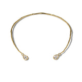 Asterales CZ Capped Skinny Collar Necklace 14k Gold Plated, Cubic Zirconia