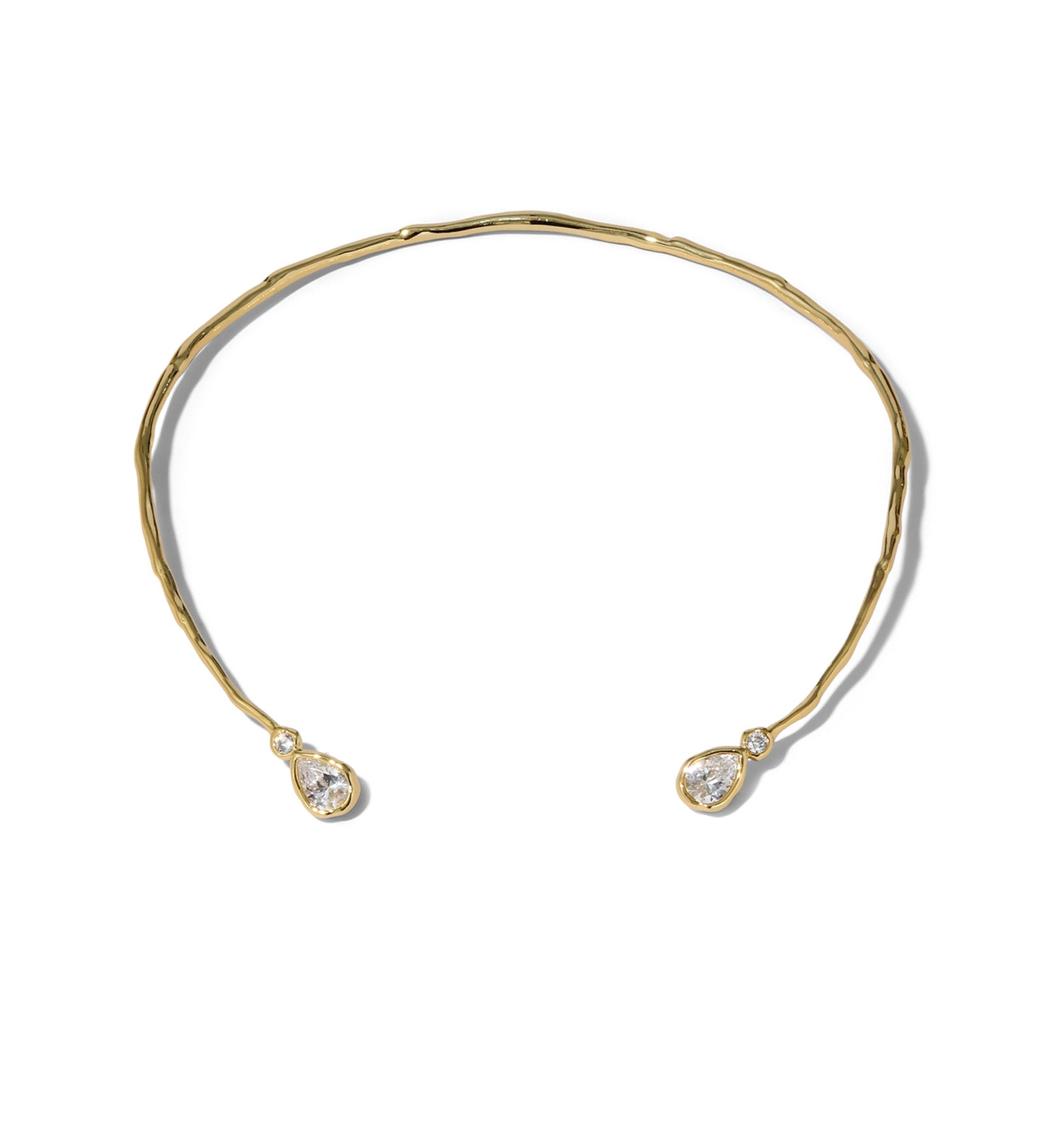 Asterales CZ Capped Skinny Collar Necklace 14k Gold Plated, Cubic Zirconia