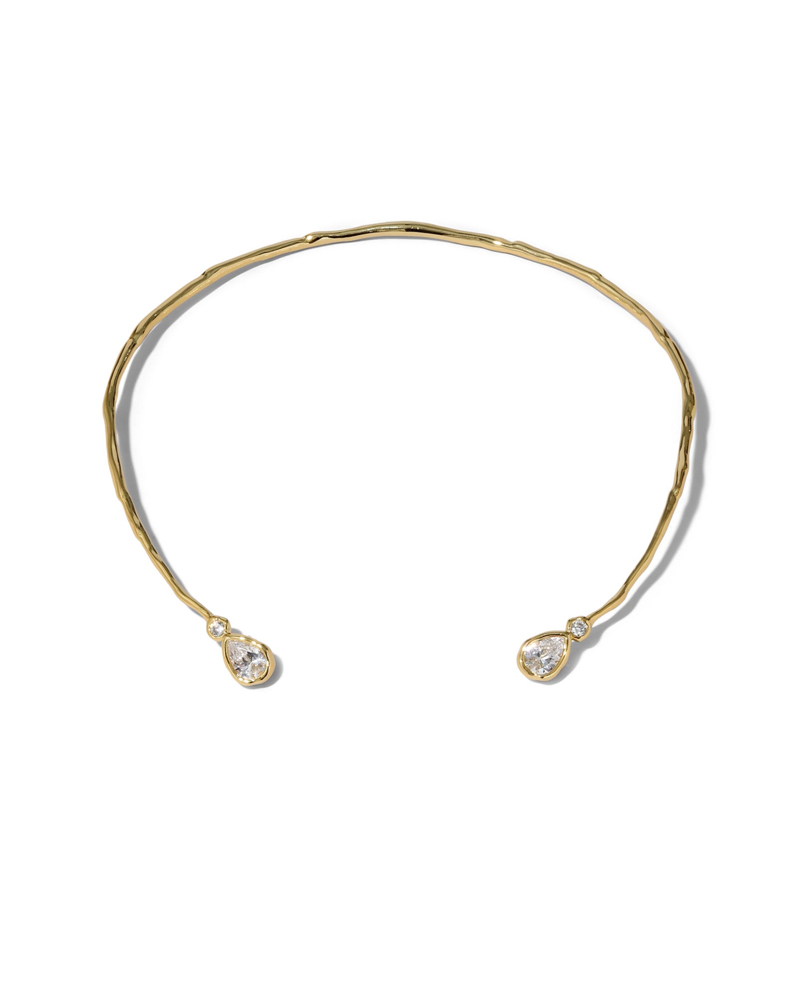 Asterales CZ Capped Skinny Collar Necklace 14k Gold Plated, Cubic Zirconia
