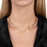 Asterales Gold Crystal Capped Skinny Collar Necklace