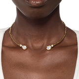 Asterales Gold Crystal Capped Skinny Collar Necklace