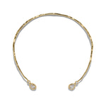 Asterales CZ Capped Skinny Collar Necklace 14k Gold Plated, Cubic Zirconia