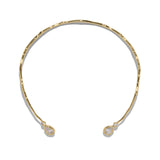 Asterales CZ Capped Skinny Collar Necklace 14k Gold Plated, Cubic Zirconia