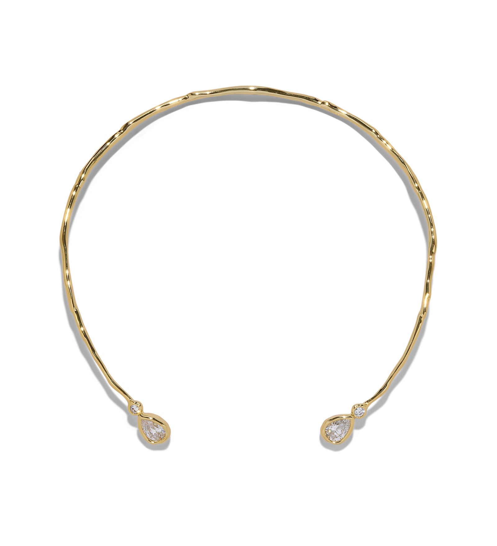 Asterales CZ Capped Skinny Collar Necklace 14k Gold Plated, Cubic Zirconia