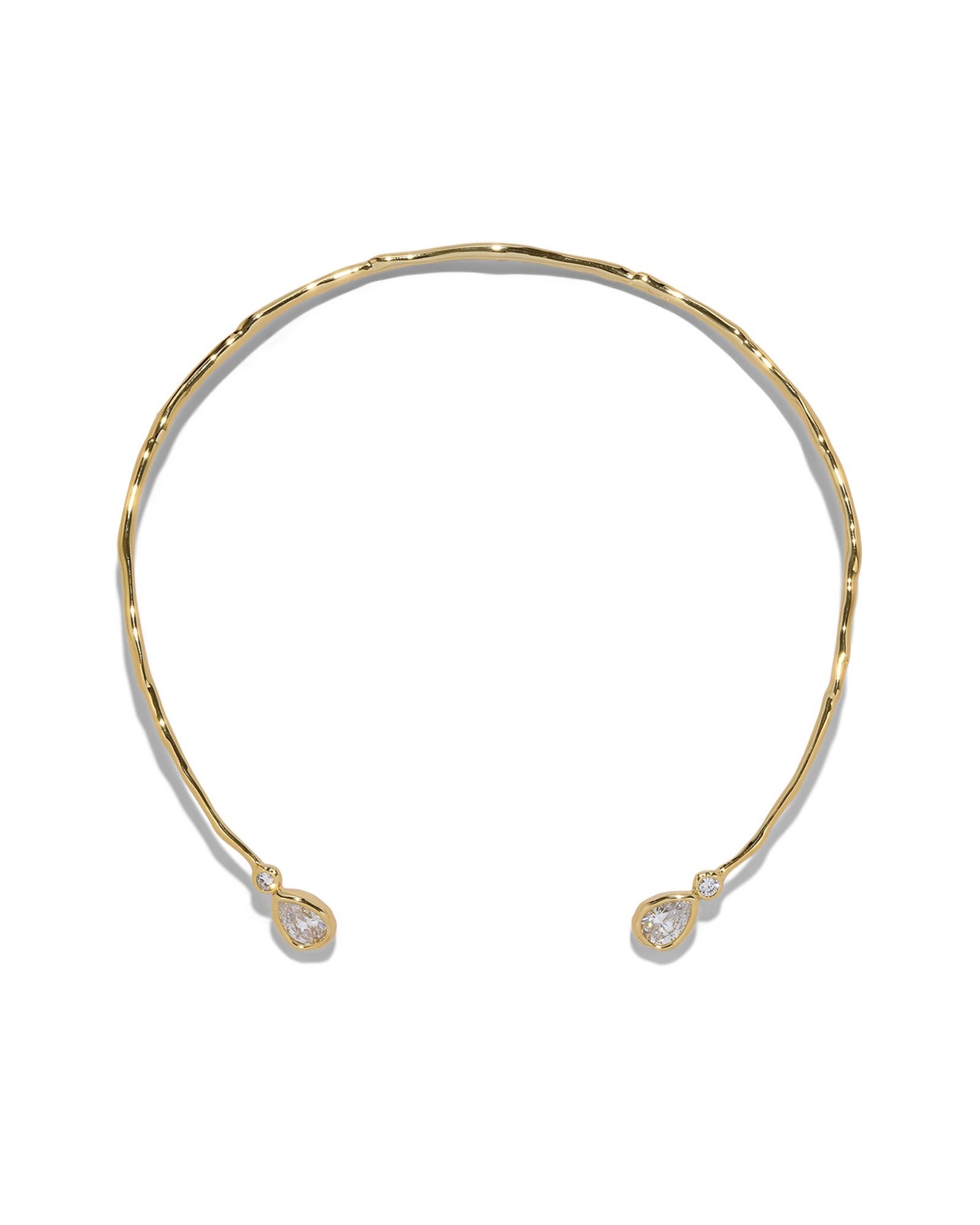 Asterales CZ Capped Skinny Collar Necklace 14k Gold Plated, Cubic Zirconia