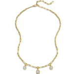 Asterales Petite Triple CZ Drop Necklace 14k Gold Plated, Cubic Zirconia