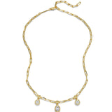 Asterales Petite Triple CZ Drop Necklace 14k Gold Plated, Cubic Zirconia