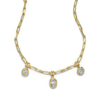 Asterales Petite Triple CZ Drop Necklace 14k Gold Plated, Cubic Zirconia