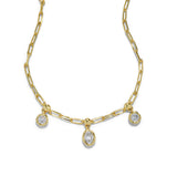 Asterales Petite Triple CZ Drop Necklace 14k Gold Plated, Cubic Zirconia
