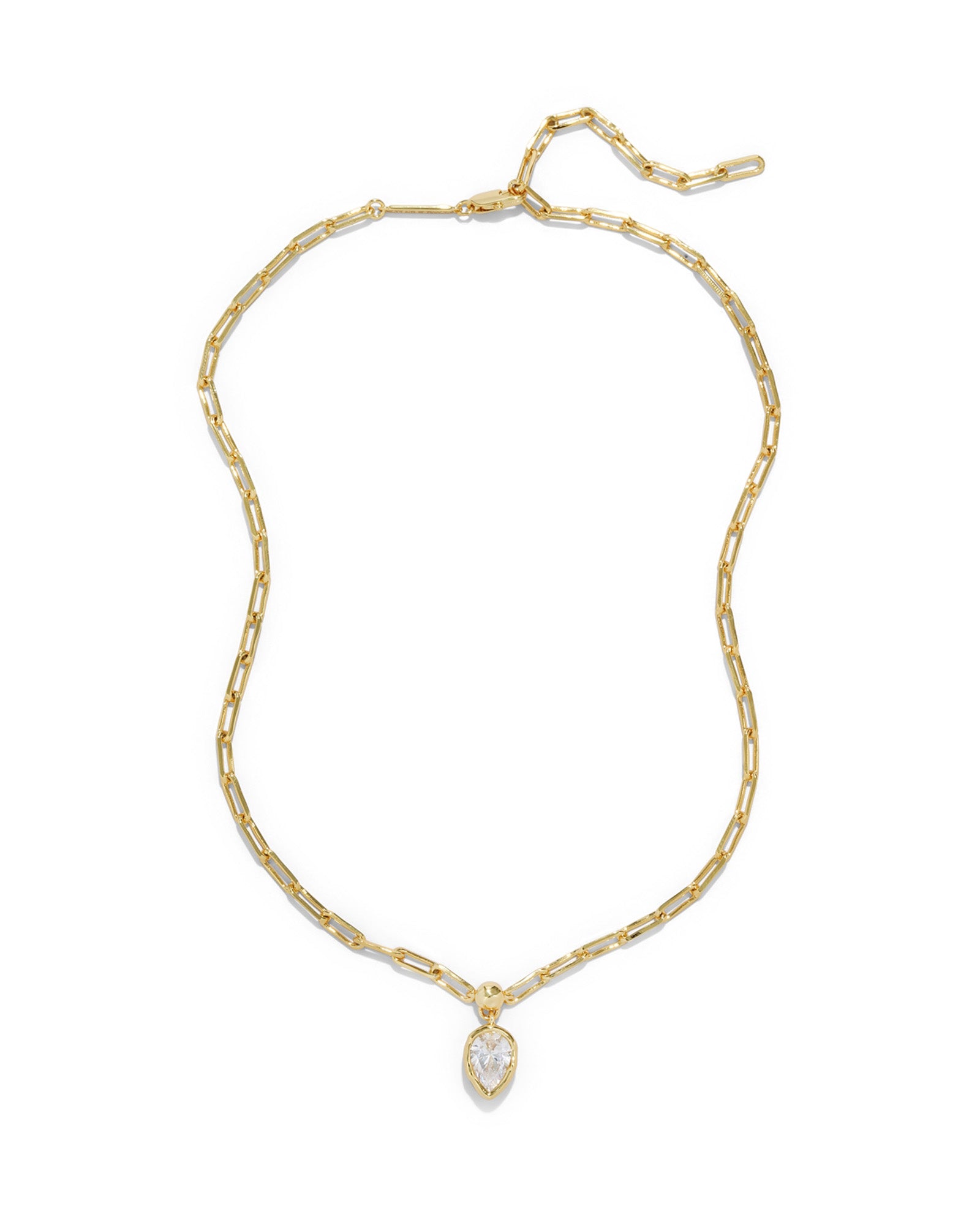 Asterales Petite CZ Pendant Necklace 14k Gold Plated, Cubic Zirconia