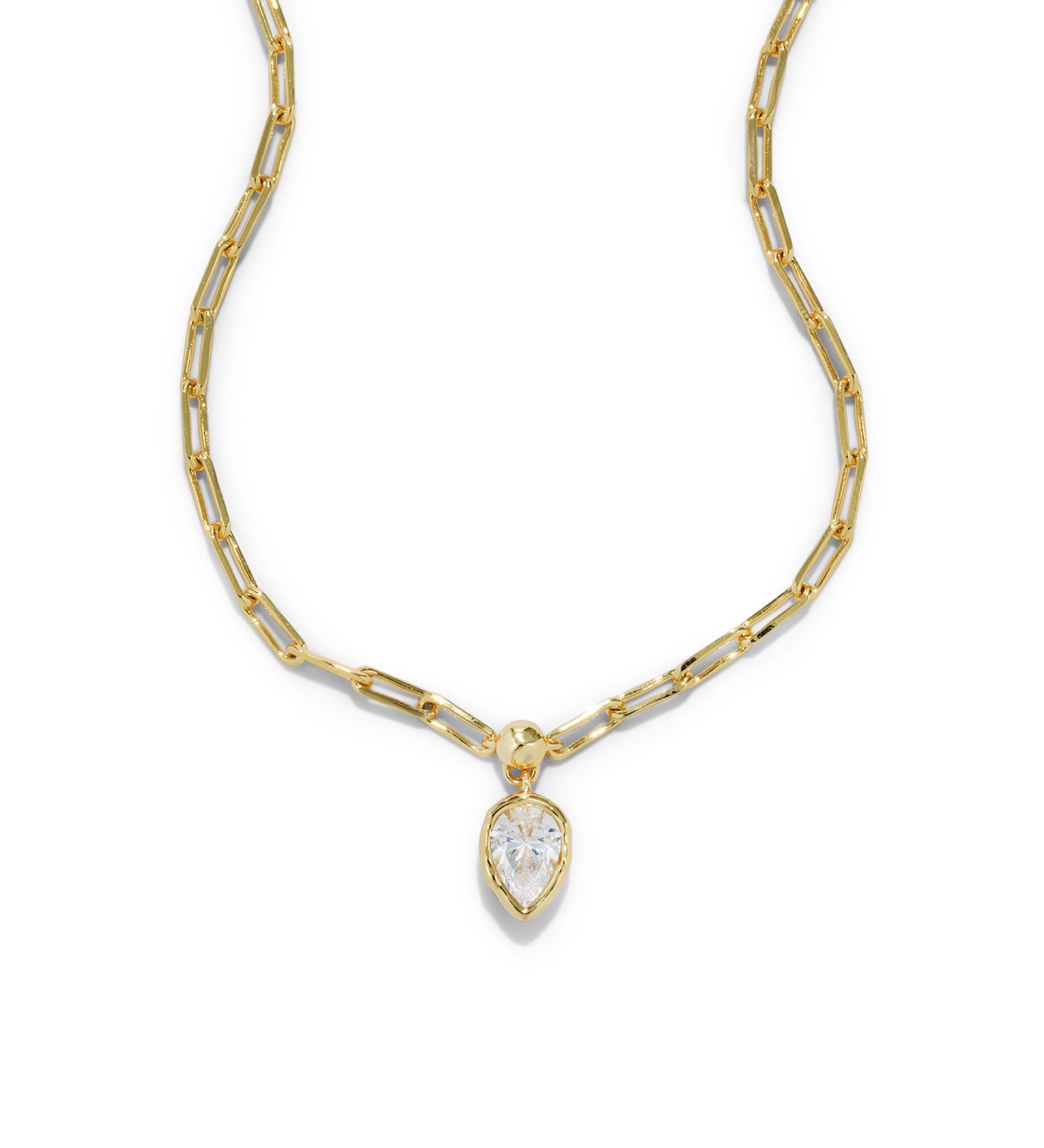 Asterales Petite CZ Pendant Necklace 14k Gold Plated, Cubic Zirconia