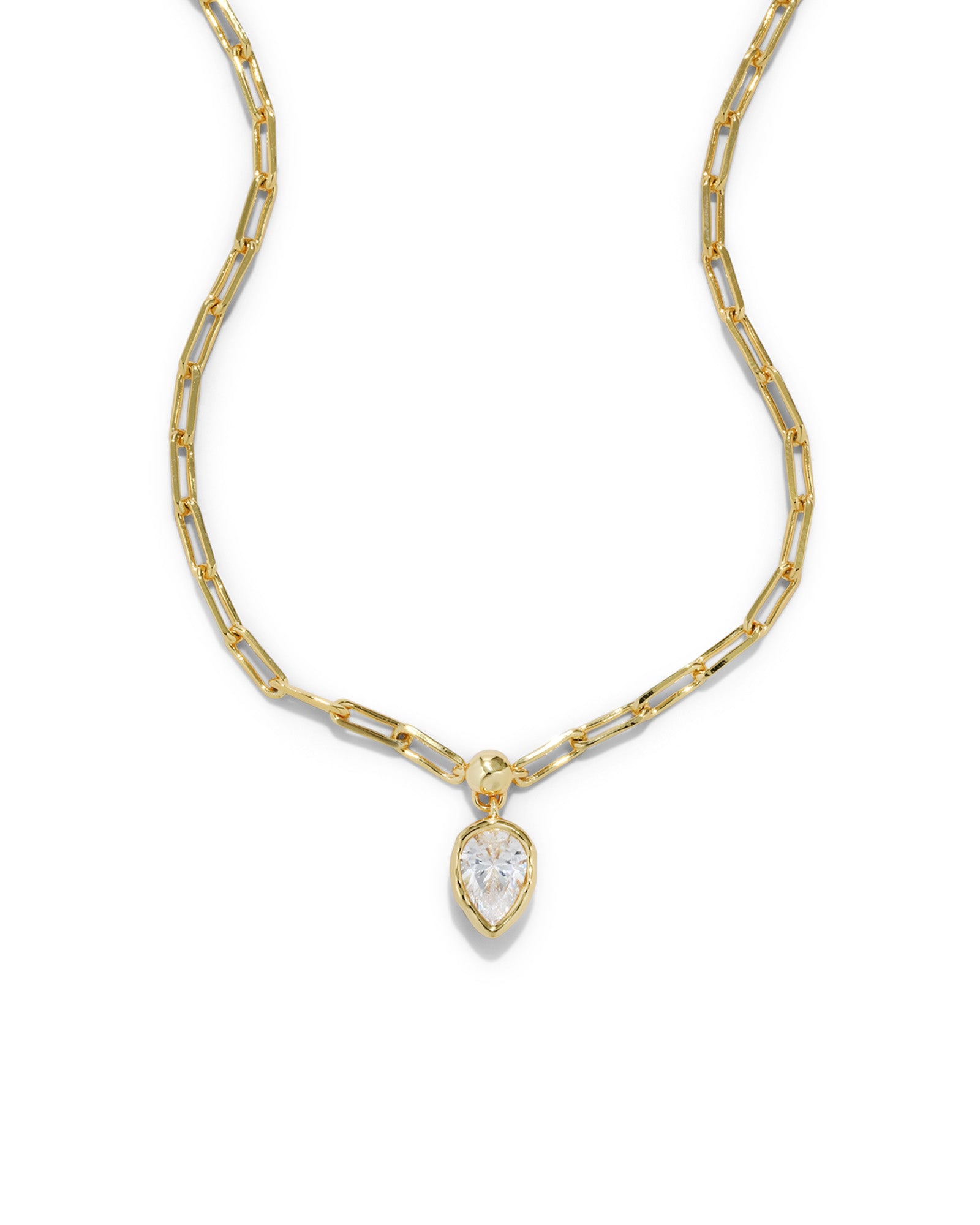 Asterales Petite CZ Pendant Necklace 14k Gold Plated, Cubic Zirconia