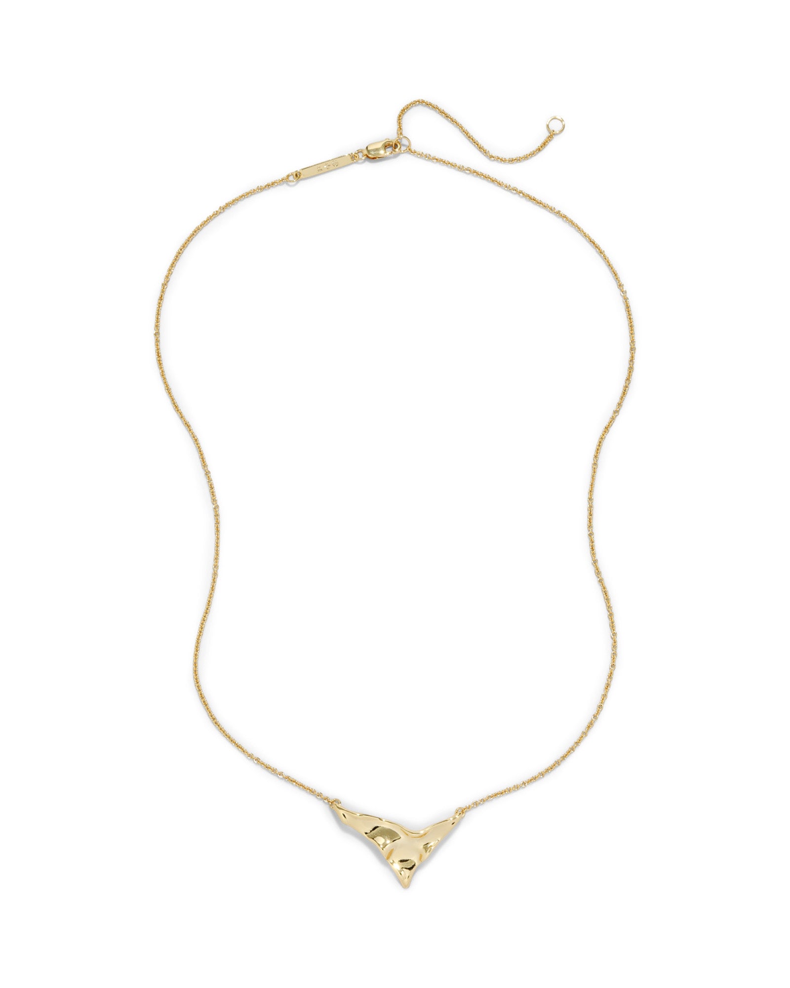 Molten Gold Shield Pendant Necklace 14k Gold Plated