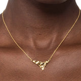 Molten Gold Shield Pendant Necklace