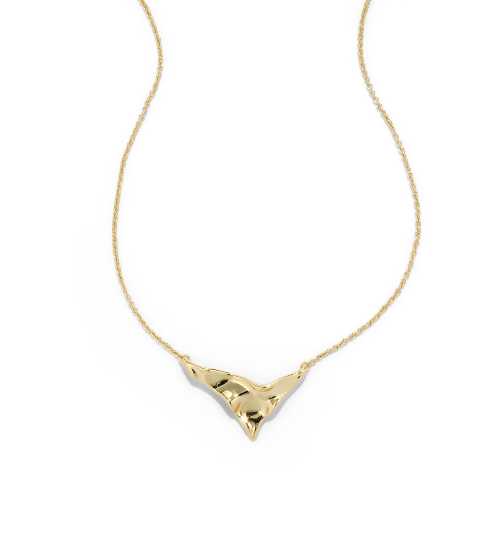 Molten Gold Shield Pendant Necklace 14k Gold Plated