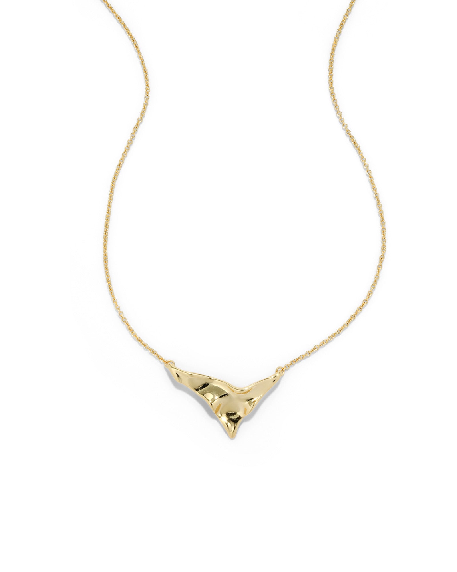 Molten Gold Shield Pendant Necklace 14k Gold Plated