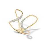 Solanales Crystal Freeform Hinge Cuff Bracelet 14k Gold Plated, Crystals