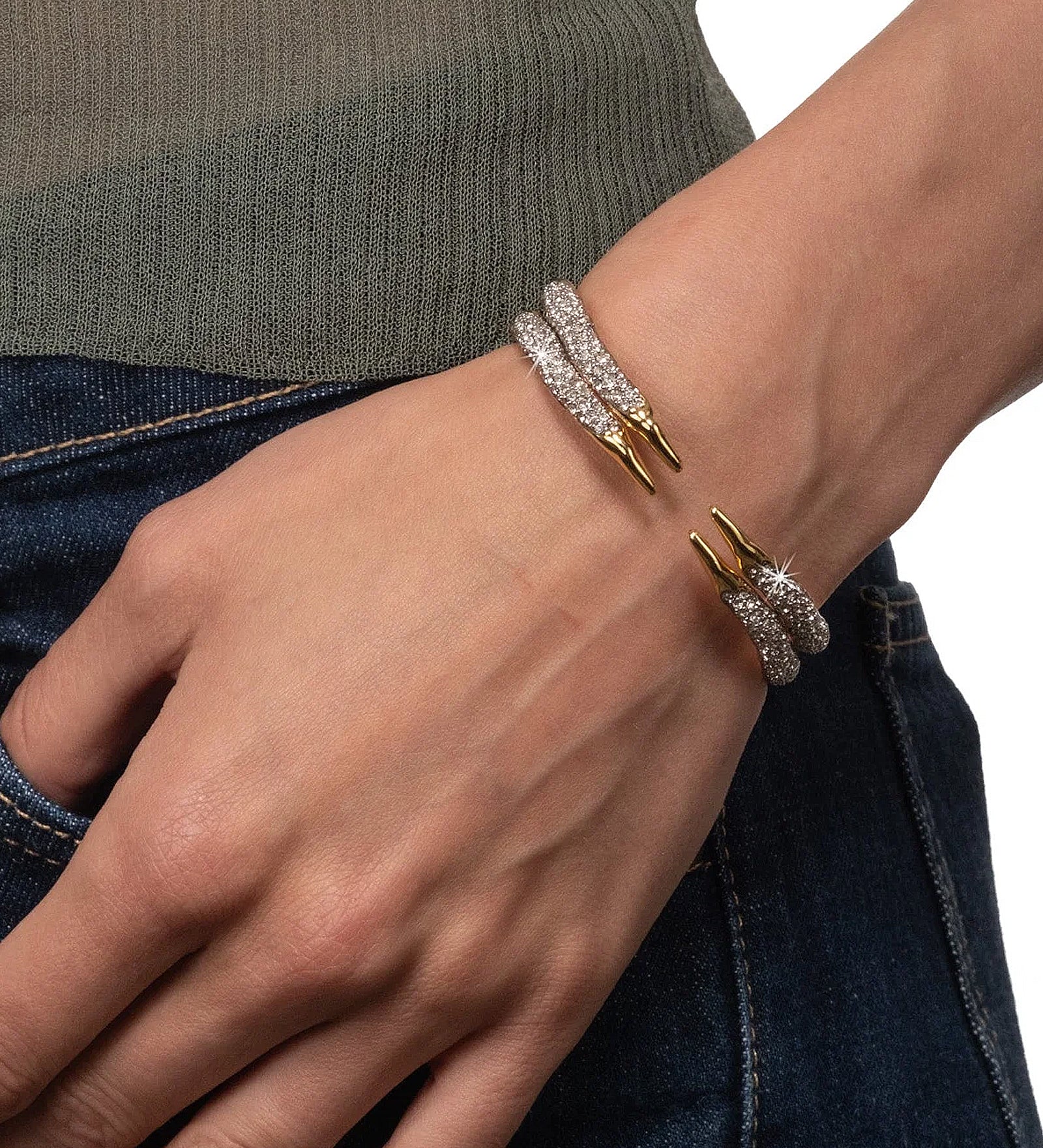 Alexis Bittar-Solanales Crystal Claw Hinge Bracelet-Bracelets-Blue Ruby Jewellery-Vancouver Canada