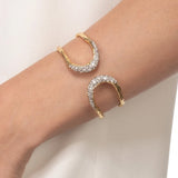 Solanales Crystal Orbiting Hinge Cuff Bracelet