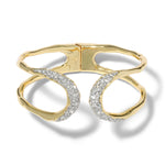 Solanales Crystal Orbiting Hinge Cuff Bracelet 14k Gold Plated, Crystals