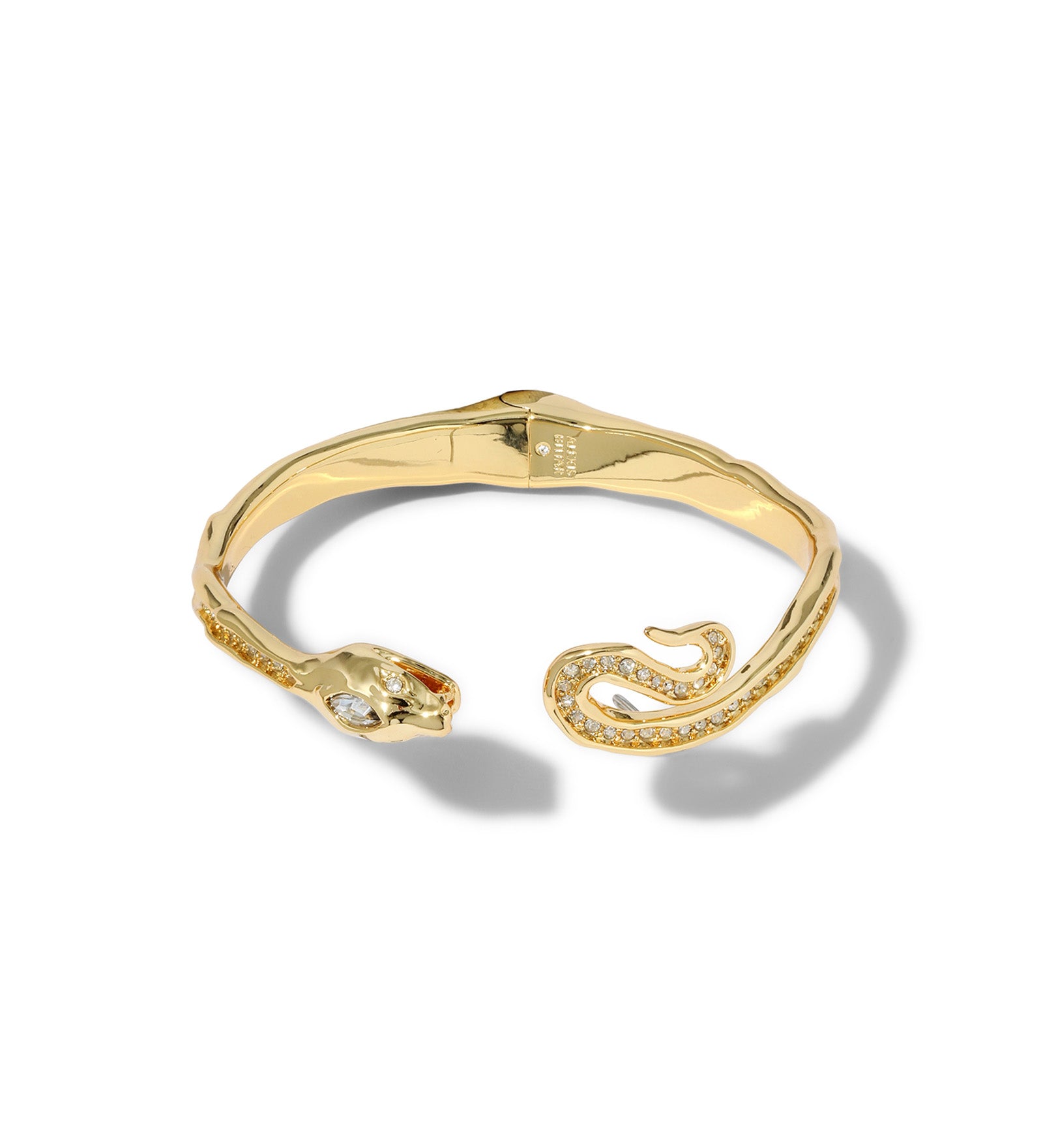 Serpent Gold Crystal Bypass Hinge Bracelet 14k Gold Plated, Crystals