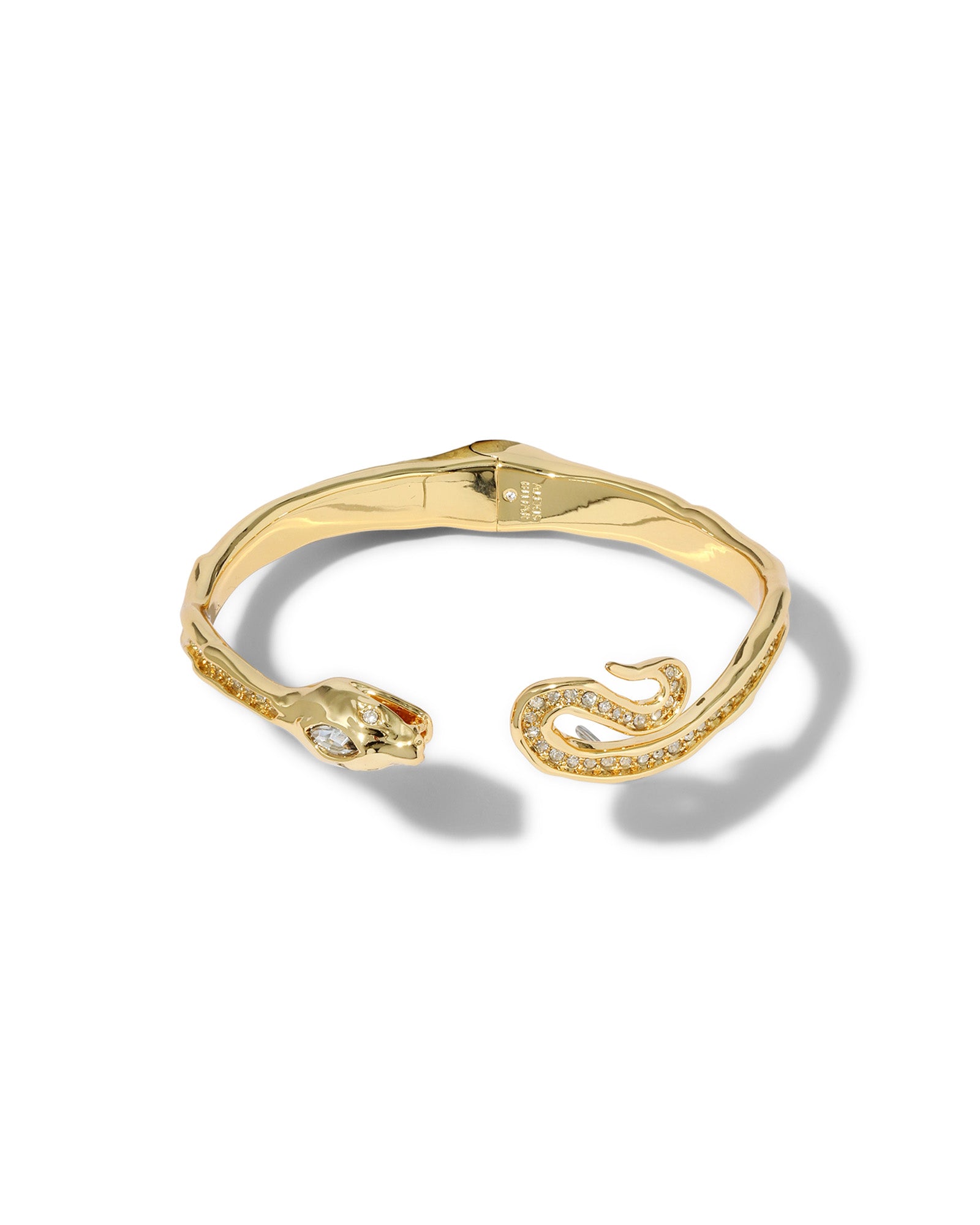 Serpent Gold Crystal Bypass Hinge Bracelet 14k Gold Plated, Crystals