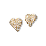 Solanales Crystal Pavé Heart Stud Earring 14k Gold Plated, Crystals