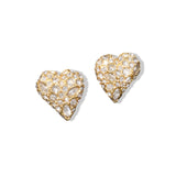 Solanales Crystal Pavé Heart Stud Earring 14k Gold Plated, Crystals