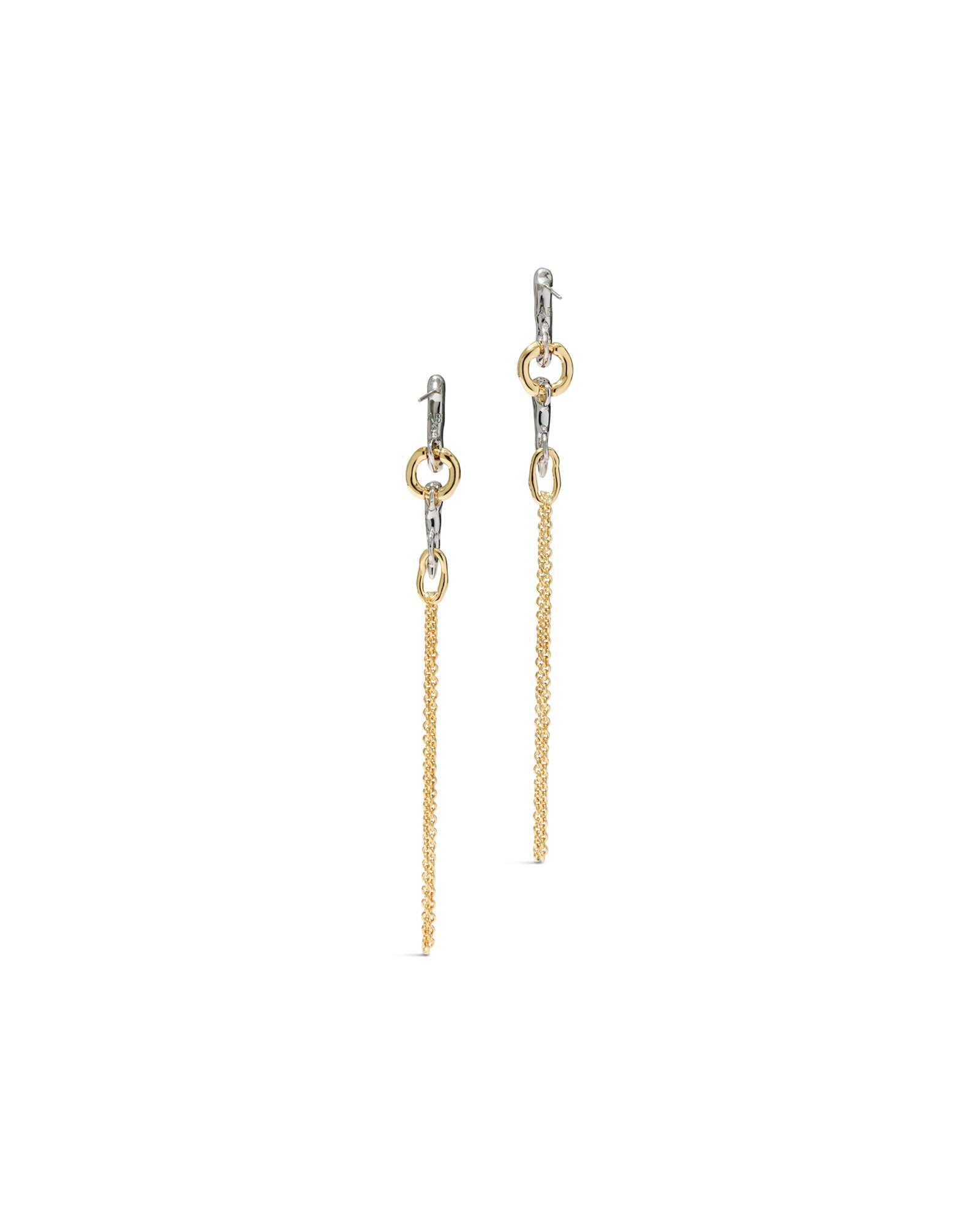 Solanales Crystal Linked Spear Tassel Earring 14k Gold Plated, Crystals
