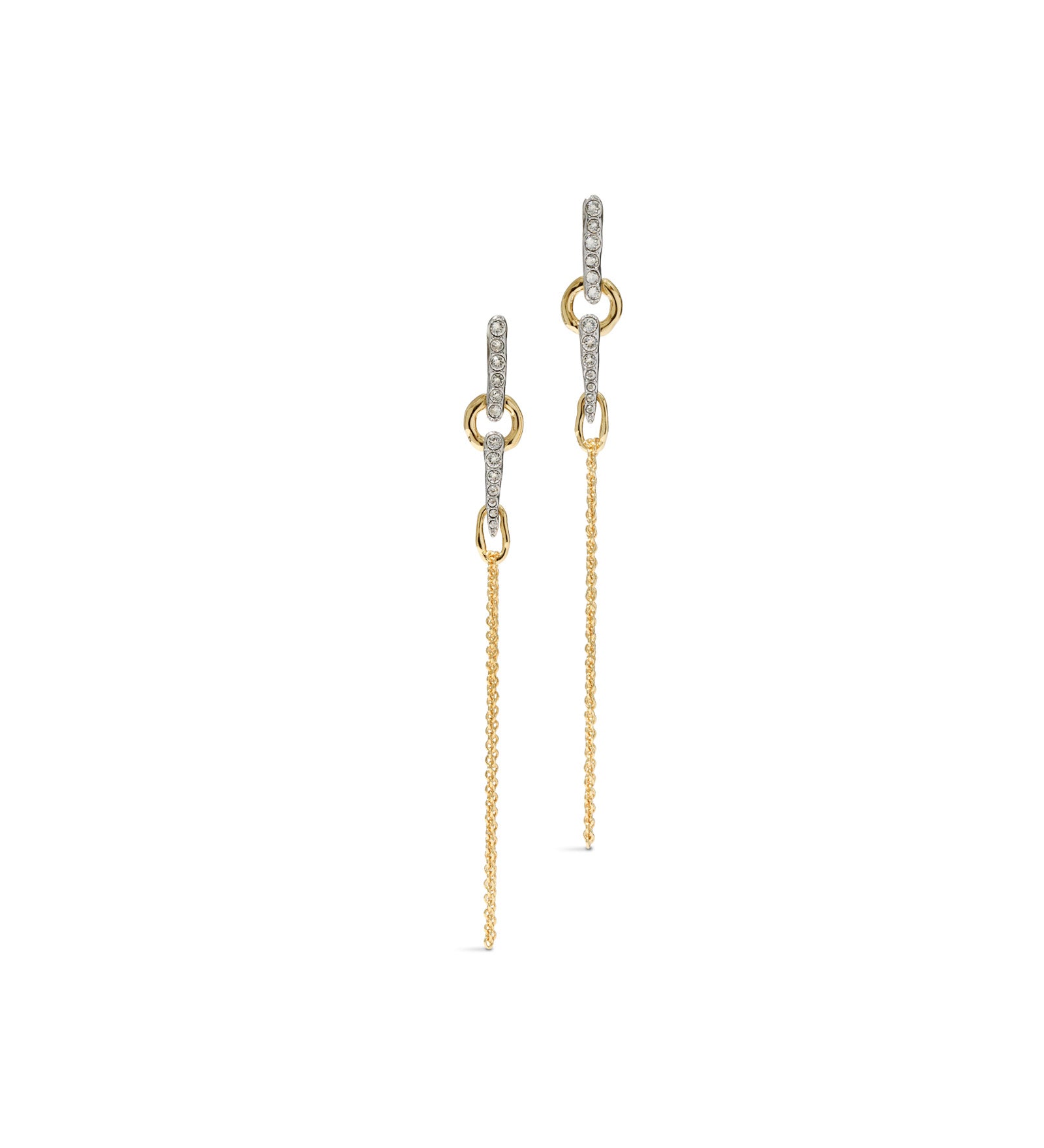 Solanales Crystal Linked Spear Tassel Earring 14k Gold Plated, Crystals
