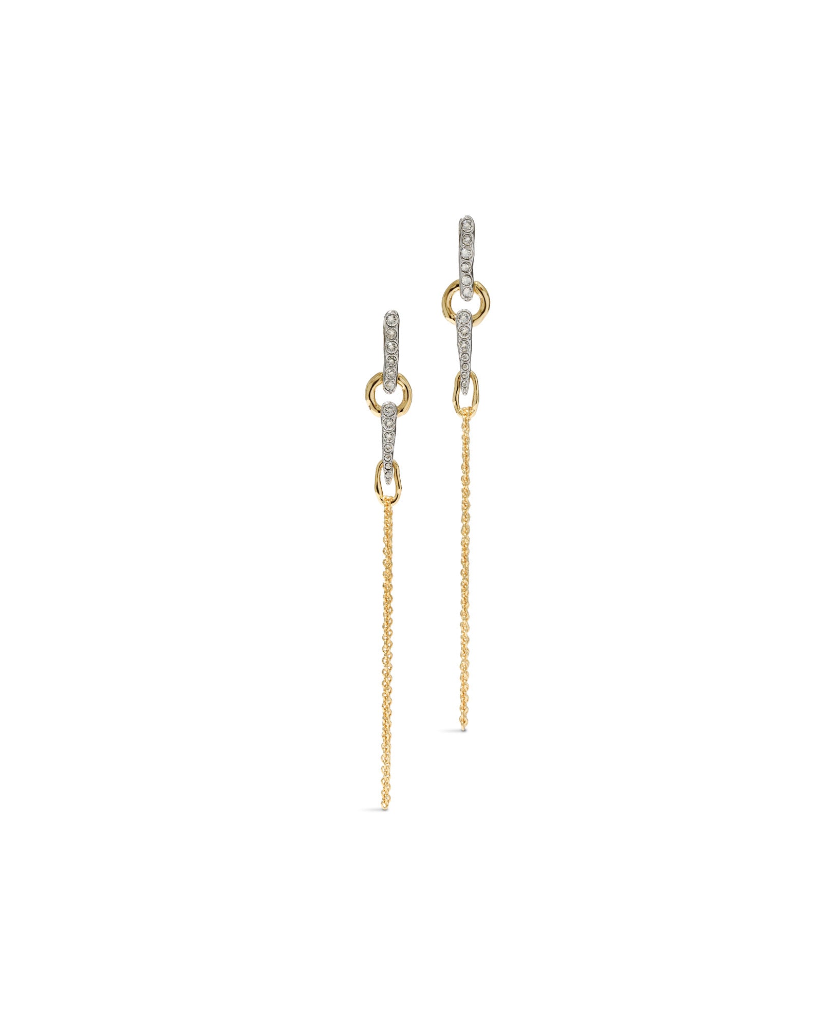 Solanales Crystal Linked Spear Tassel Earring 14k Gold Plated, Crystals