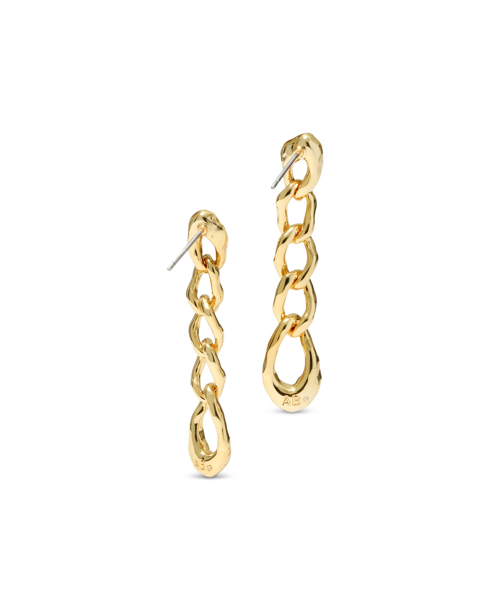 Solanales Crystal Chain Link Drop Earring 14k Gold Plated, Crystals