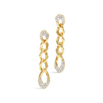 Solanales Crystal Chain Link Drop Earring 14k Gold Plated, Crystals