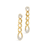 Solanales Crystal Chain Link Drop Earring 14k Gold Plated, Crystals