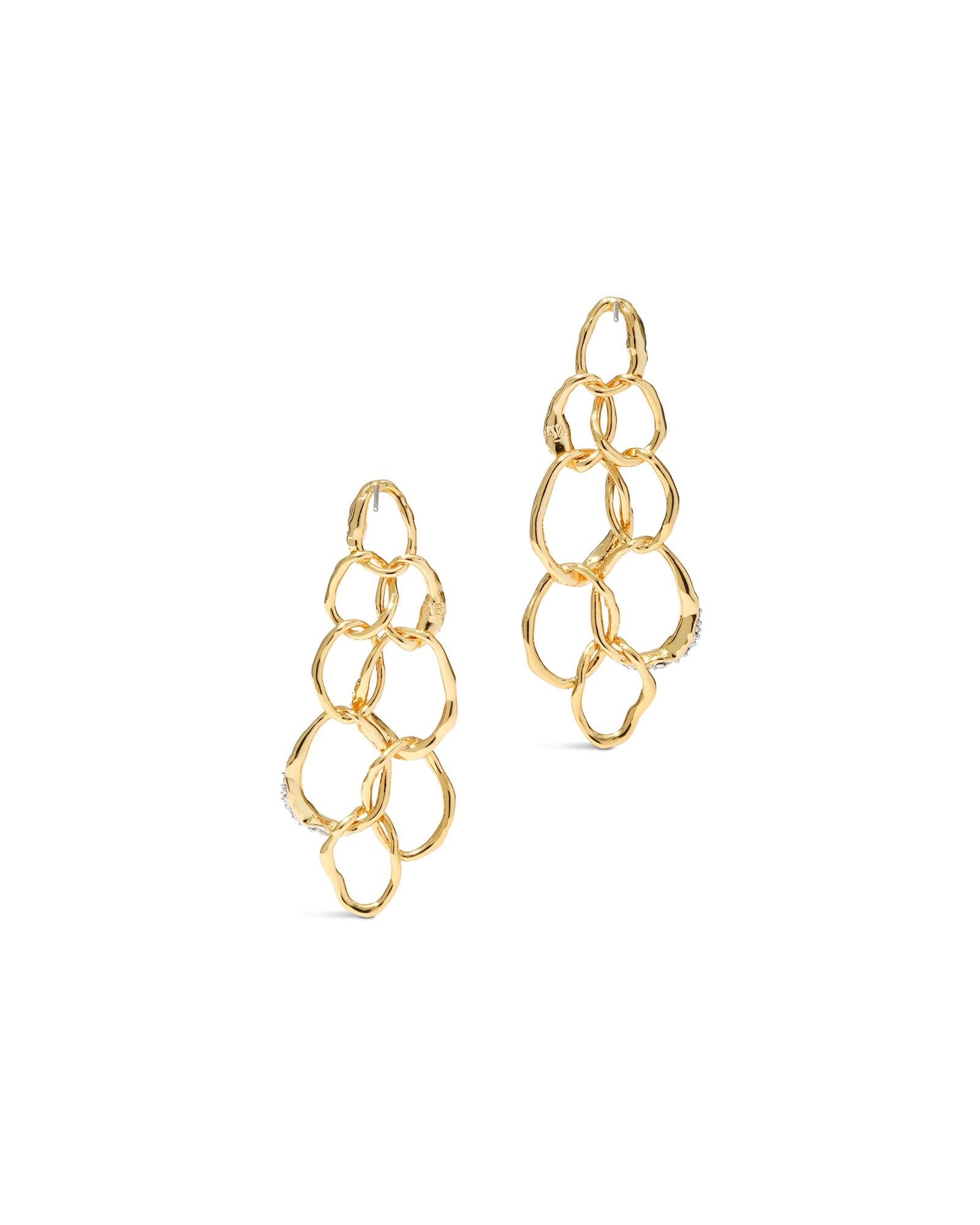 Solanales Crystal Linked Orb Post Earring 14k Gold Plated, Crystals