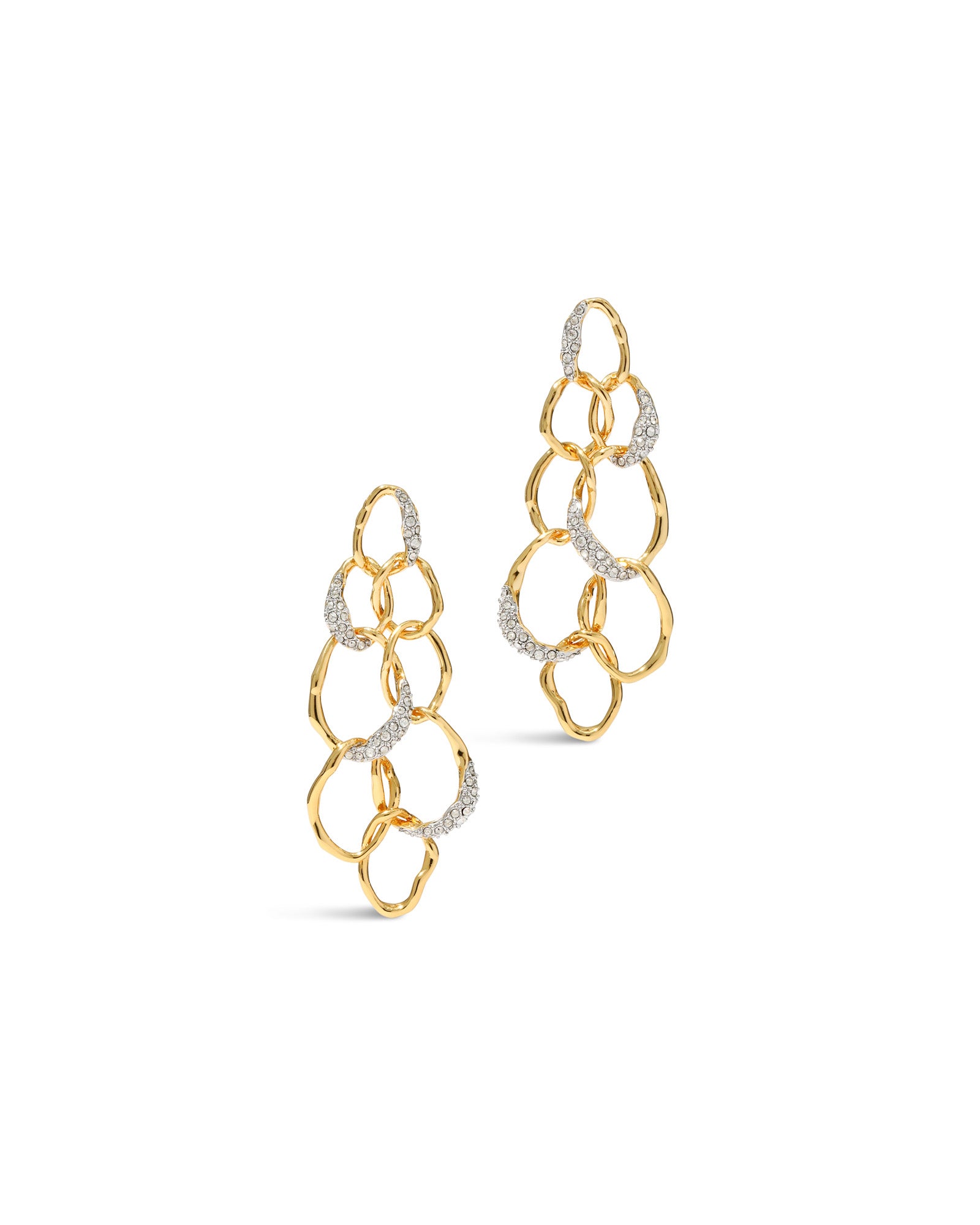 Solanales Crystal Linked Orb Post Earring 14k Gold Plated, Crystals