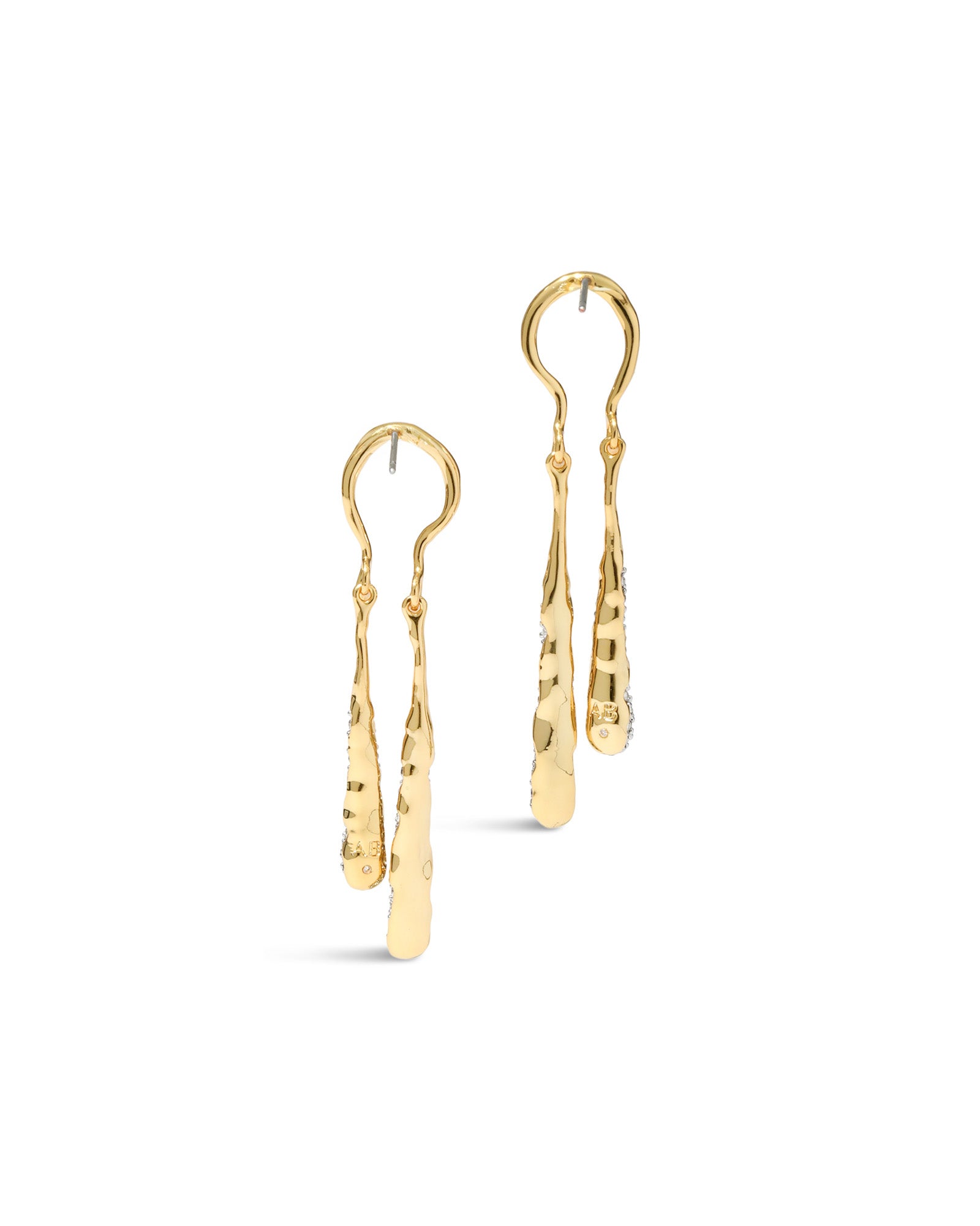 Solanales Crystal Coiled Tear Drop Earring 14k Gold Plated, Crystals