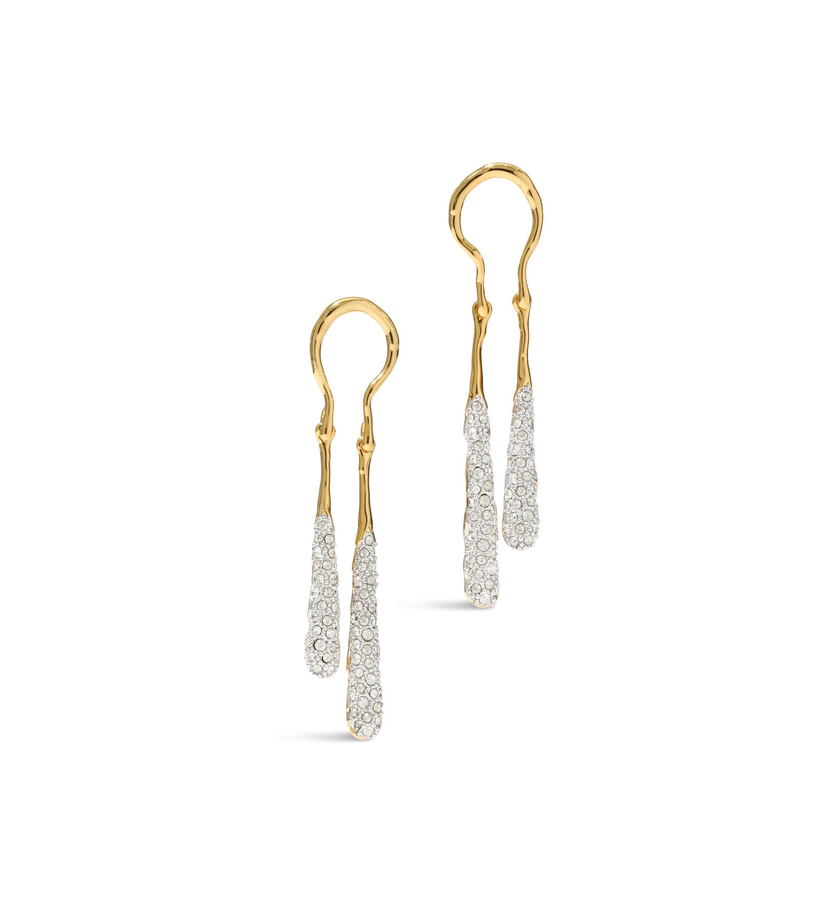 Solanales Crystal Coiled Tear Drop Earring 14k Gold Plated, Crystals