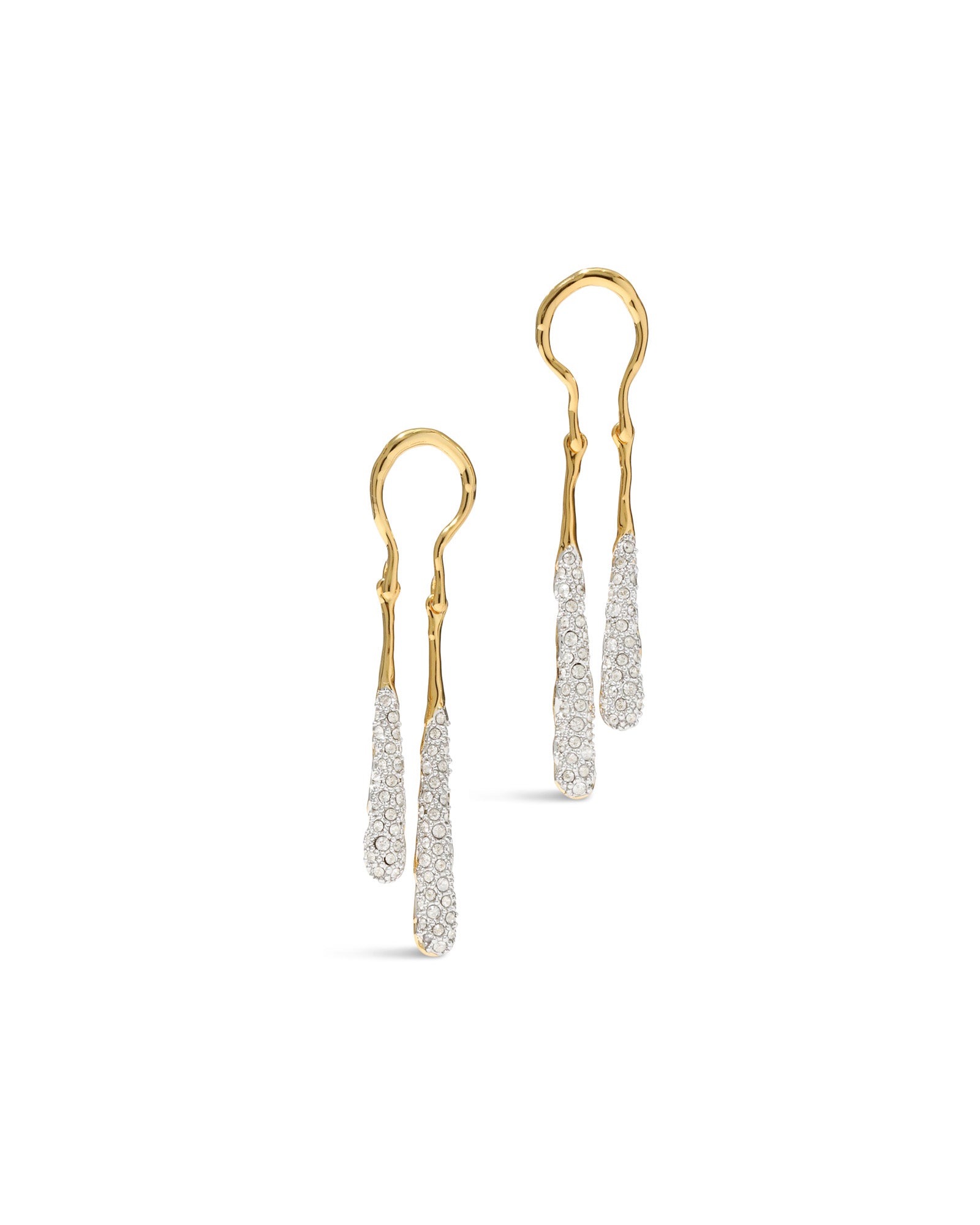 Solanales Crystal Coiled Tear Drop Earring 14k Gold Plated, Crystals